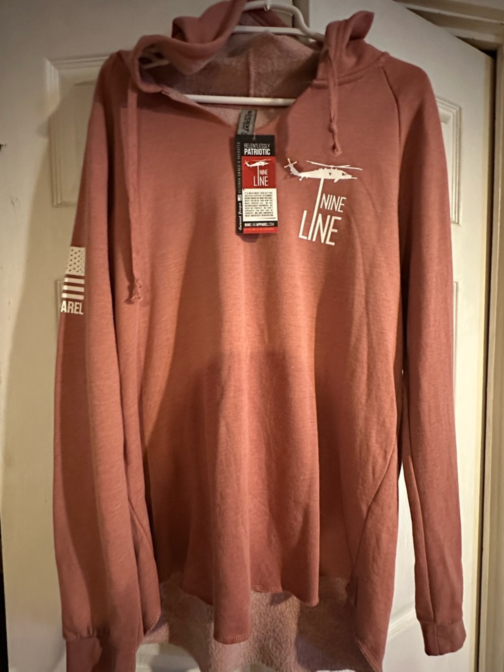 Nine Line Heather Rose Hoodie with Helicopter Logo NWT